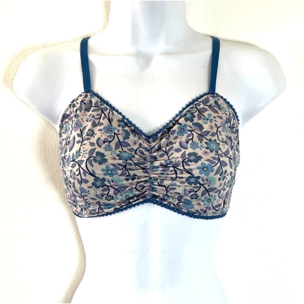 Spell Blue Dahlia Bralette Womens Large Floral Boho Comfy Lounge Adjustable